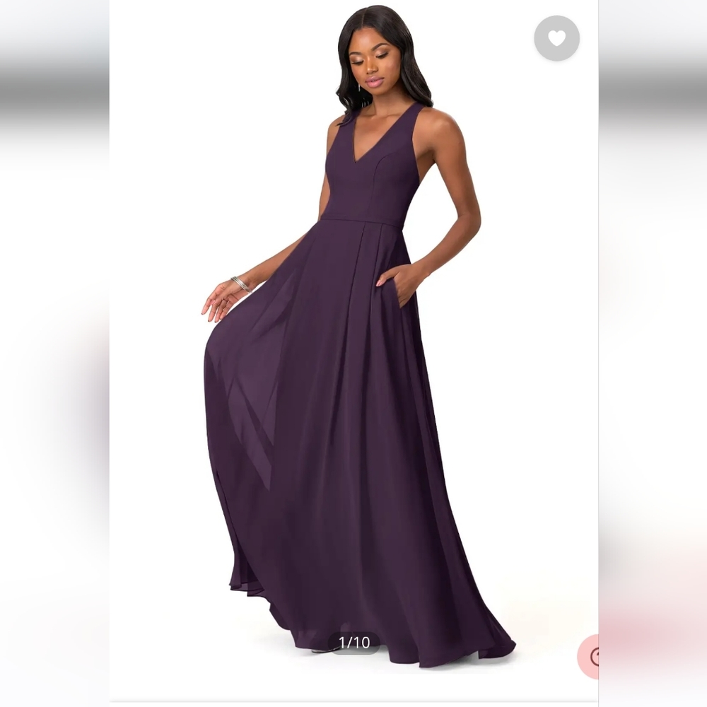 Azazie Deep Plum V-Neck Maxi Dress